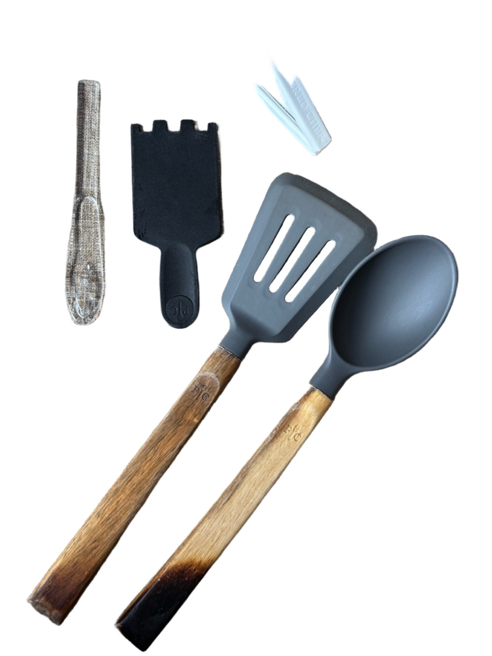 Pampered Chef Cooking Utensil Lot Spatula Spoon Bag Clip Leveling Tool Scraper